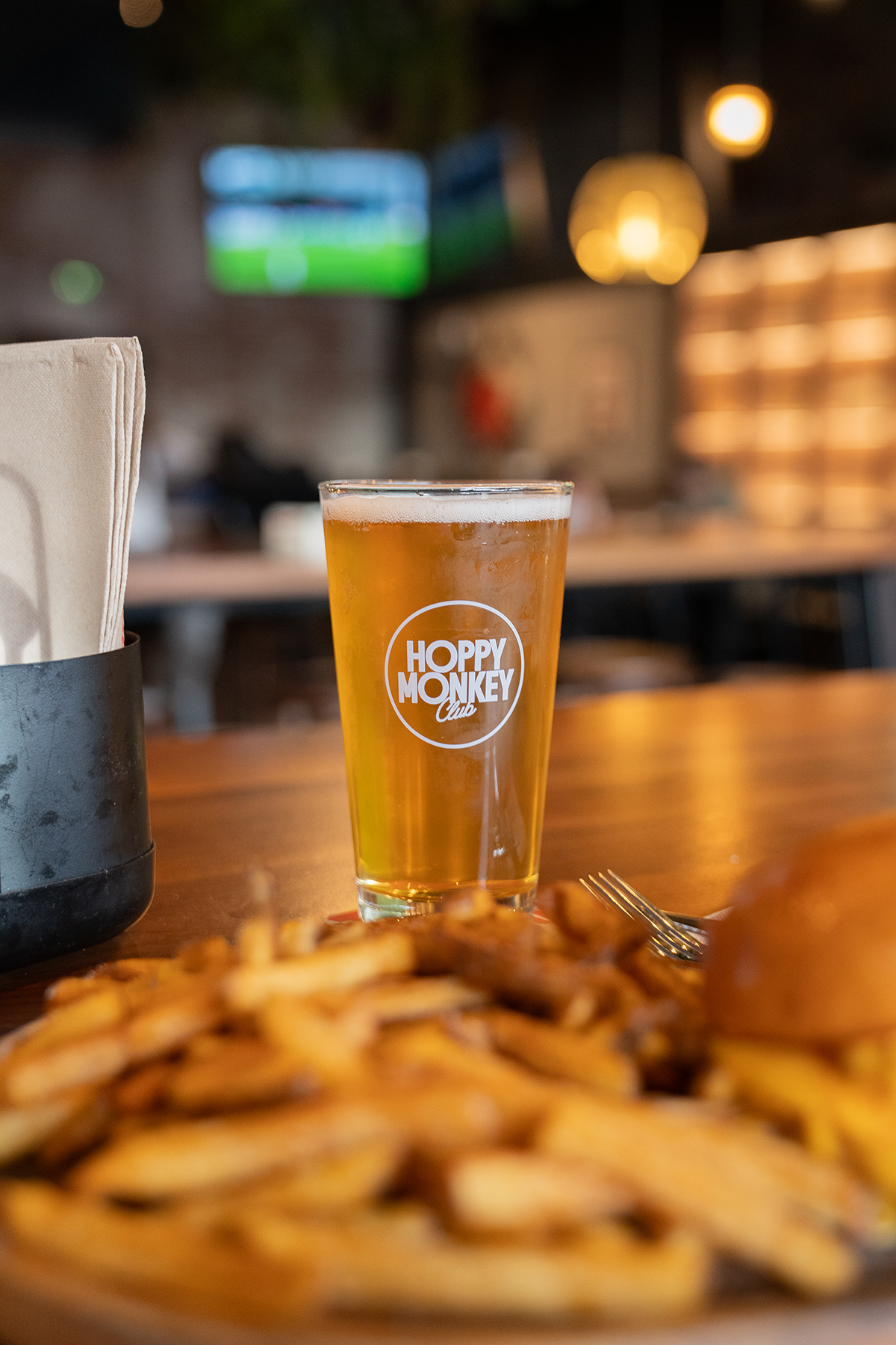 hoppy monkey frites verre bière