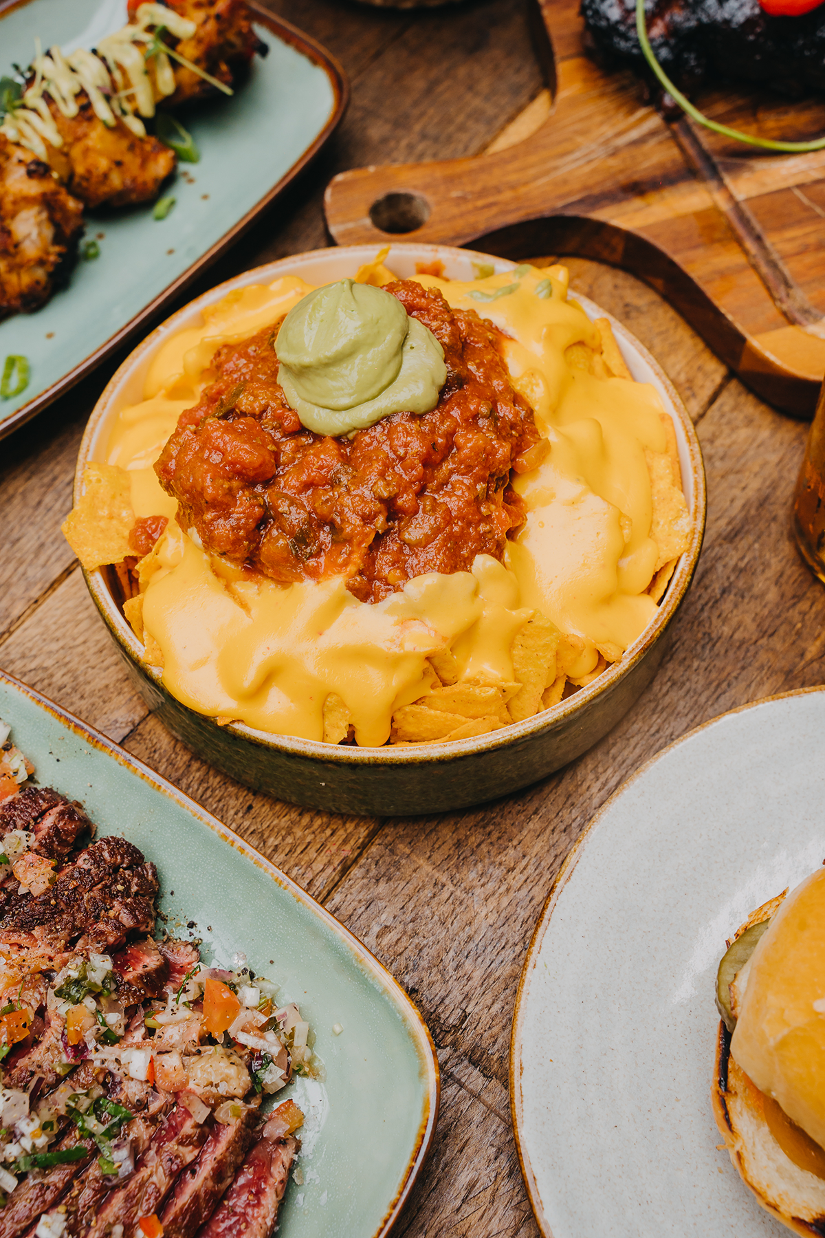 hoppy monkey nachos cheddar guacamole