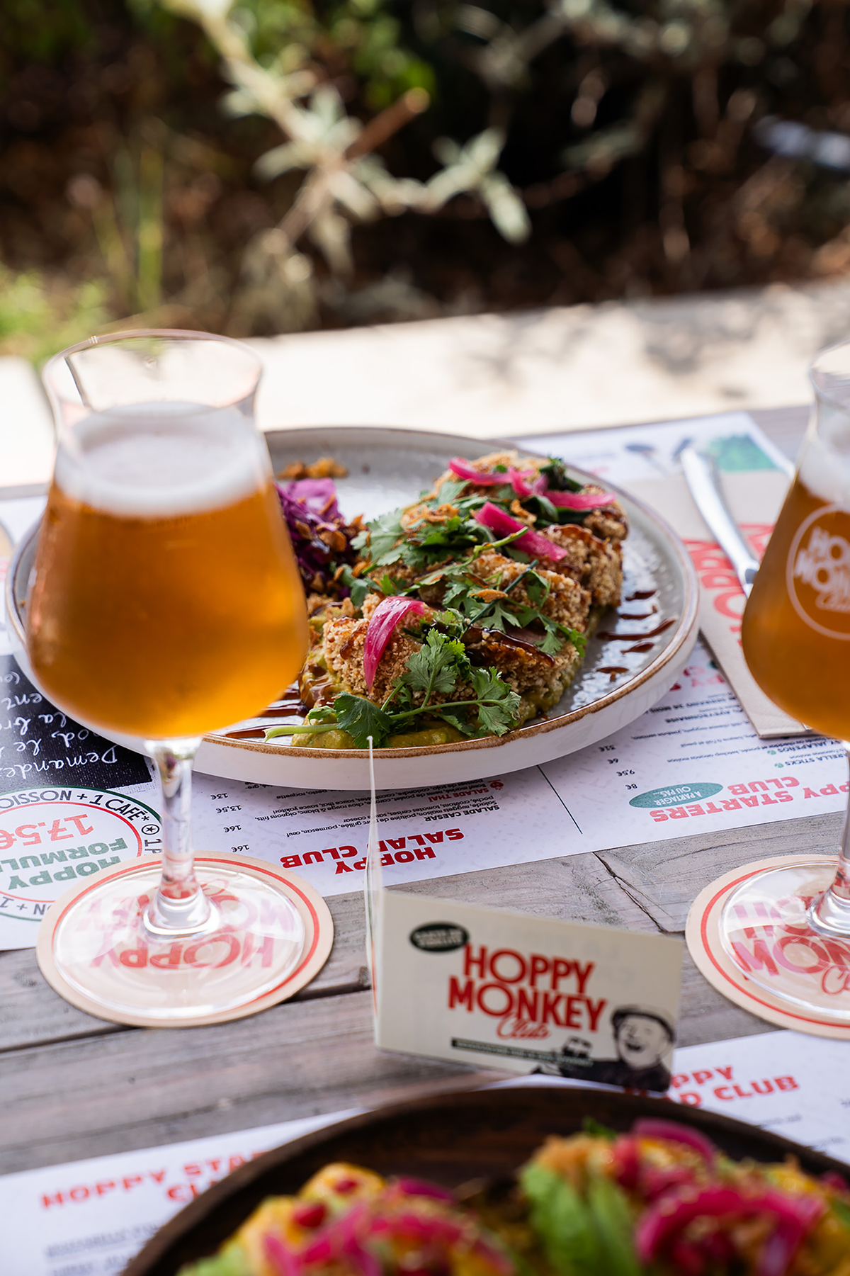 hoppy monkey verre bière plat