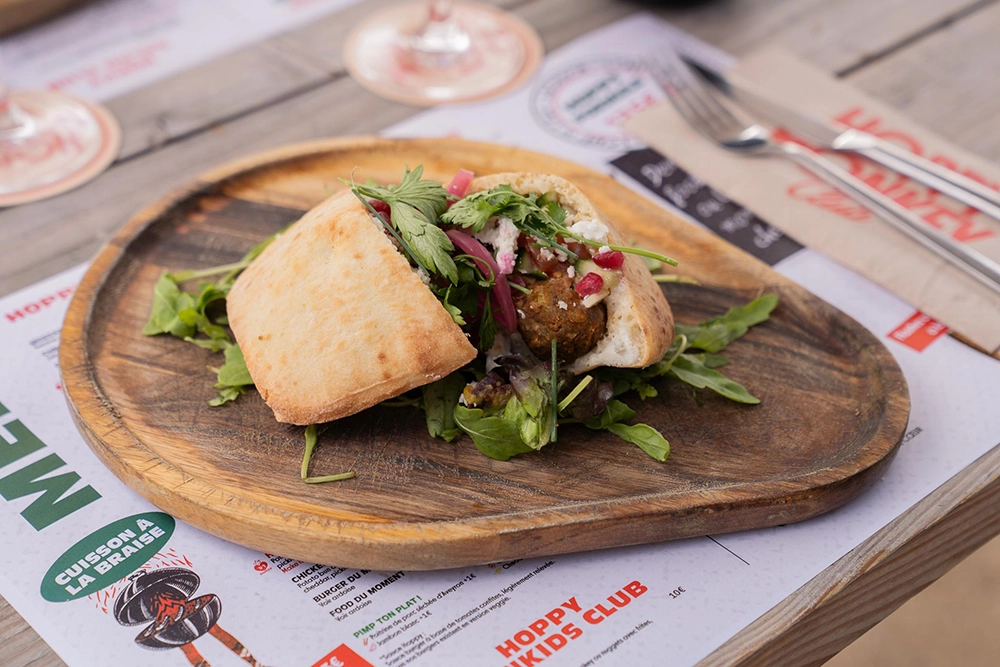 hoppy monkey club falafel sandwich